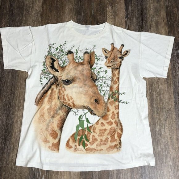 Vintage Giraffe Nature Big Print Shirt - Picture 1 of 5